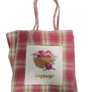Longaberger Fall Plaid Apple Basket Tote Bag